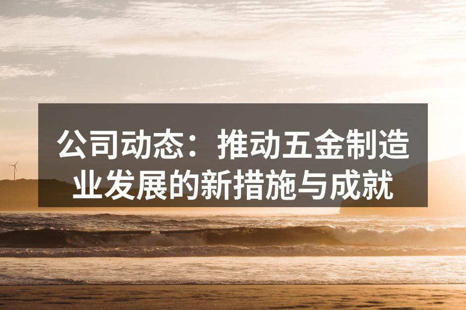 公司动态:推动五金制造业发展的新措施与成就