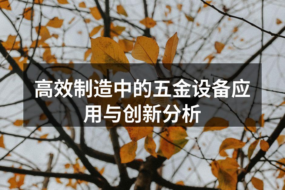高效制造中的五金设备应用与创新分析